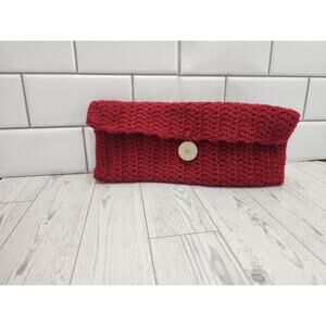 Handmade crochet red clutch